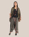Harem pants with a wide elastic waistband